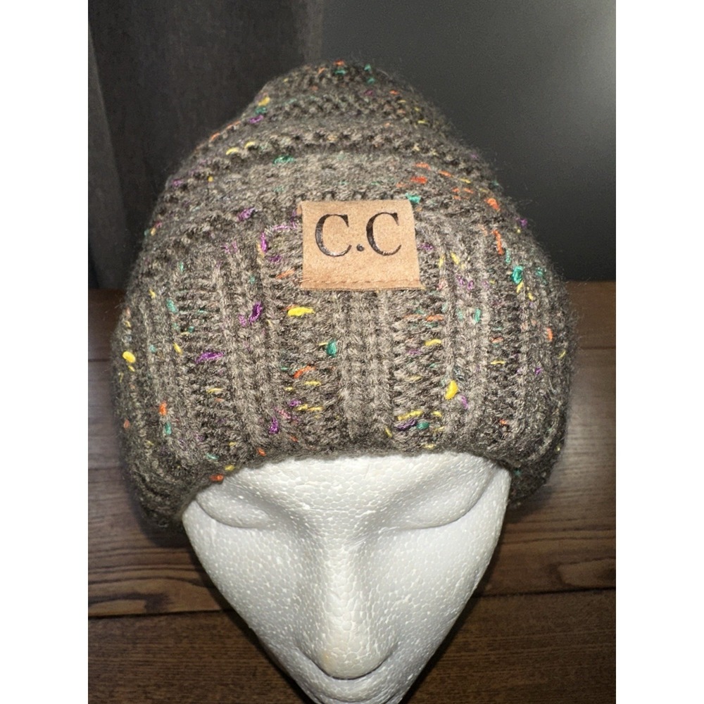C.C Beanie Gray Multicolor Accents One Size Fits Most Women's Winter Hat